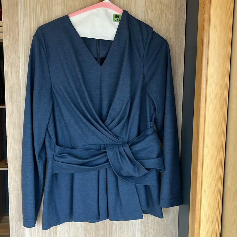 The Fold (Fold London) Blue Wool Blouse - 12 (UK 16)